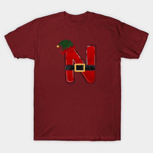 Letter N - Christmas Letter T-Shirt by Pop Cult Store